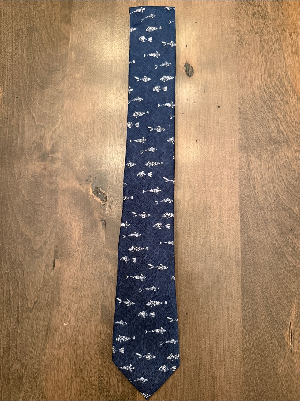 Goodfellow & Co Men’s Navy Blue Fish Print Neck Tie Nautical Aquatic Classic OS